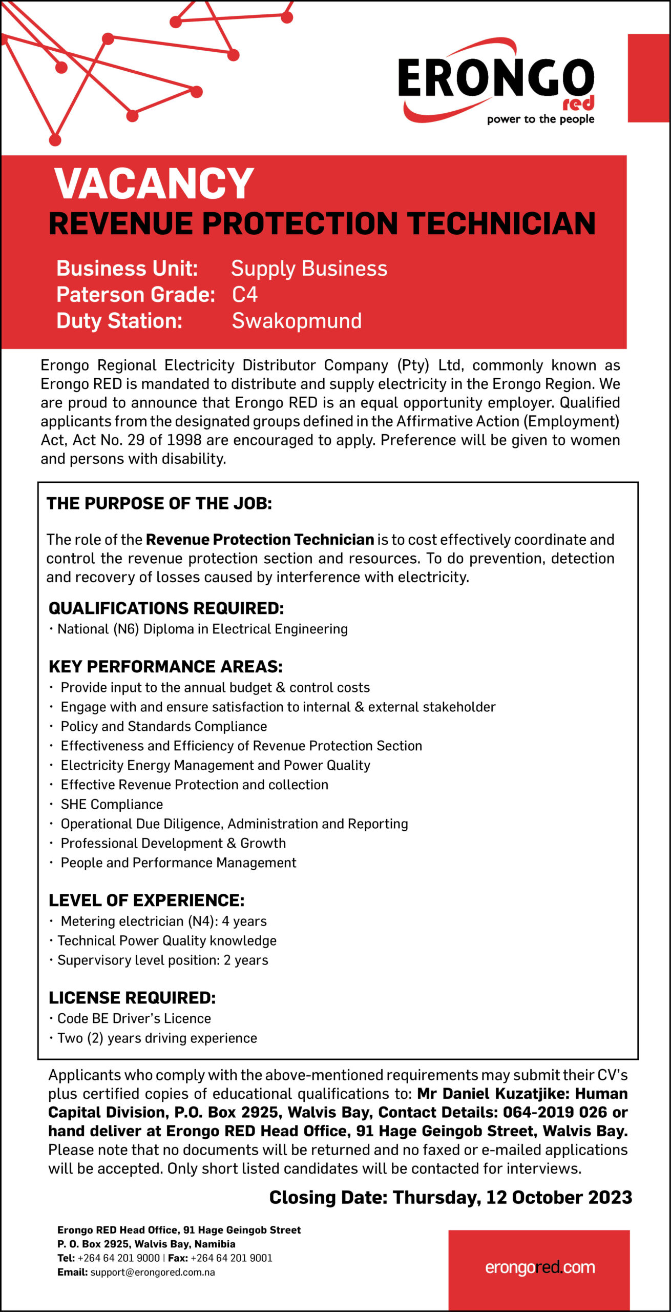 VACANCY –  Revenue Protection Technician